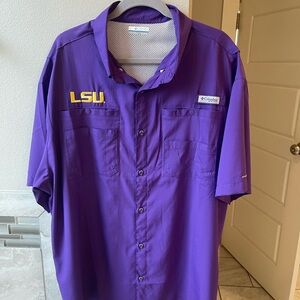 Columbia Men's LSU Purple Button Down Shirt